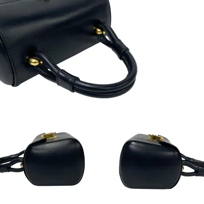 Pre-owned Loewe Navy Leather Boston Bag Handbag () In Blue