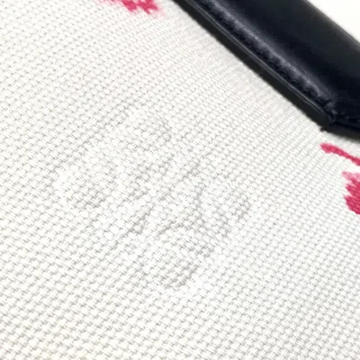 Pre-owned Loewe Pink White Canvas Leather Shoulder Bag Tote Bag () In Multi