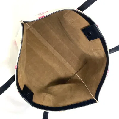 Pre-owned Loewe Pink White Canvas Leather Shoulder Bag Tote Bag () In Multi