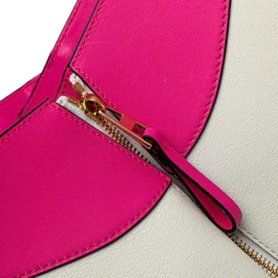 Pre-owned Loewe Pink White Leather Handbag Shoulder Bag () In Multi