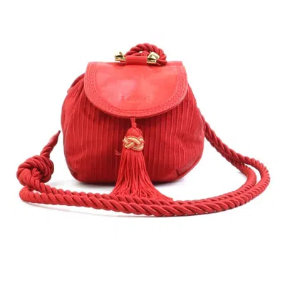 Pre-owned Loewe Red Color Canvas Leather Shoulder Bag ()