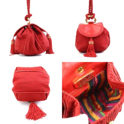 Pre-owned Loewe Red Color Canvas Leather Shoulder Bag ()
