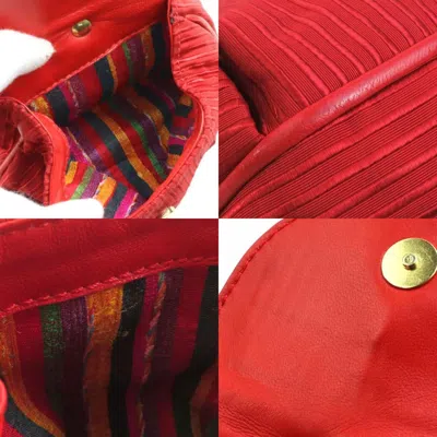 Pre-owned Loewe Red Color Canvas Leather Shoulder Bag ()