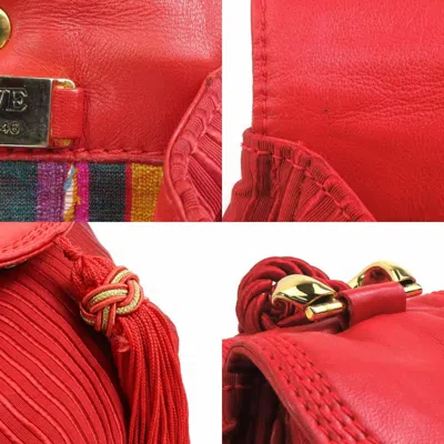 Pre-owned Loewe Red Color Canvas Leather Shoulder Bag ()