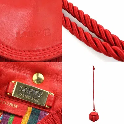 Pre-owned Loewe Red Color Canvas Leather Shoulder Bag ()