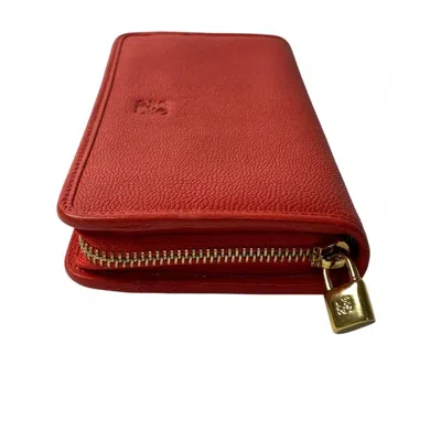 Pre-owned Loewe Red Color Leather Long Wallet (bi-fold) ()