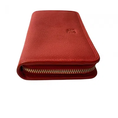 Pre-owned Loewe Red Color Leather Long Wallet (bi-fold) ()