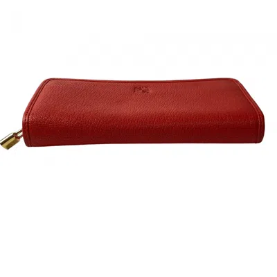 Pre-owned Loewe Red Color Leather Long Wallet (bi-fold) ()