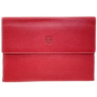 Pre-owned Loewe Red Color Leather Long Wallet (tri-fold) ()