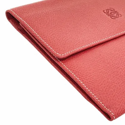 Pre-owned Loewe Red Color Leather Long Wallet (tri-fold) ()