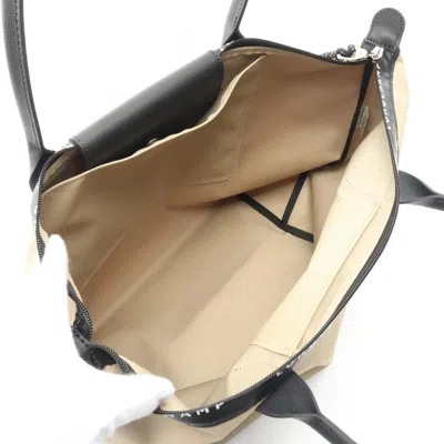 Pre-owned Longchamp Beige Black Nylon Leather Tote Bag () In Multi