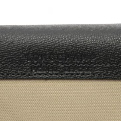 Pre-owned Longchamp Beige Black Nylon Leather Tote Bag () In Multi