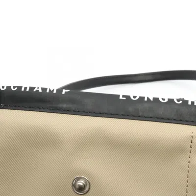 Pre-owned Longchamp Beige Black Nylon Leather Tote Bag () In Multi