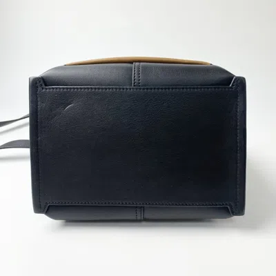 Pre-owned Longchamp Black Brown Green Leather Handbag Shoulder Bag ()