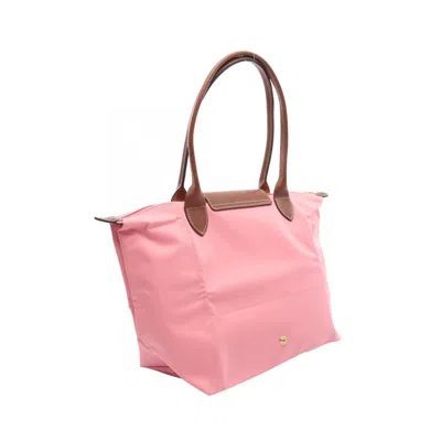 Pre-owned Longchamp Brown Pink Leather Nylon Tote Bag () In Multi