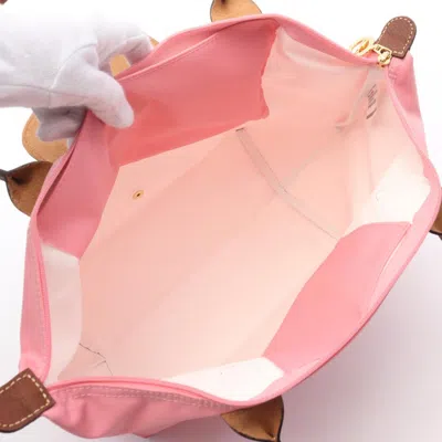 Pre-owned Longchamp Brown Pink Leather Nylon Tote Bag () In Multi