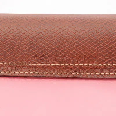 Pre-owned Longchamp Brown Pink Leather Nylon Tote Bag () In Multi