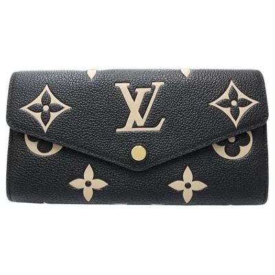 Pre-owned Louis Vuitton Beige Black Monogram Empreinte Long Wallet (bi-fold) () In Multi
