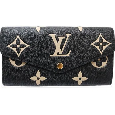 Pre-owned Louis Vuitton Beige Black Monogram Empreinte Long Wallet (bi-fold) () In Multi