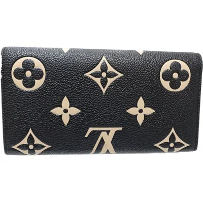 Pre-owned Louis Vuitton Beige Black Monogram Empreinte Long Wallet (bi-fold) () In Multi