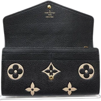 Pre-owned Louis Vuitton Beige Black Monogram Empreinte Long Wallet (bi-fold) () In Multi