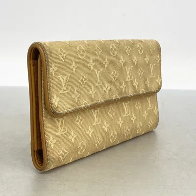 Pre-owned Louis Vuitton Beige Long Wallet (tri-fold) () In Sand