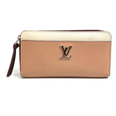 Pre-owned Louis Vuitton Beige Orange Leather Long Wallet (bi-fold) () In Multi