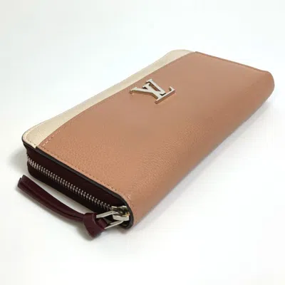 Pre-owned Louis Vuitton Beige Orange Leather Long Wallet (bi-fold) () In Multi