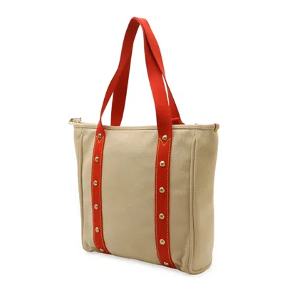 Pre-owned Louis Vuitton Beige Red Color Canvas Shoulder Bag Tote Bag () In Multi