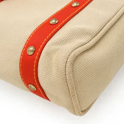 Pre-owned Louis Vuitton Beige Red Color Canvas Shoulder Bag Tote Bag () In Multi