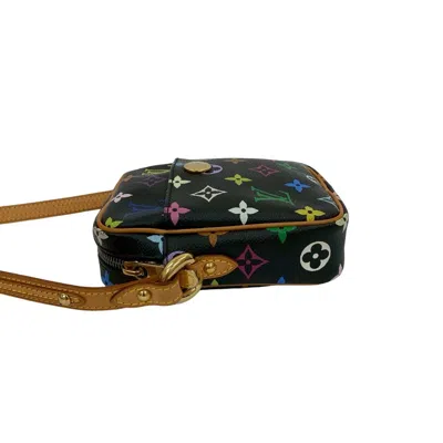 Pre-owned Louis Vuitton Black Brown Multi-color Leather Pvc Pochette Shoulder Bag ()