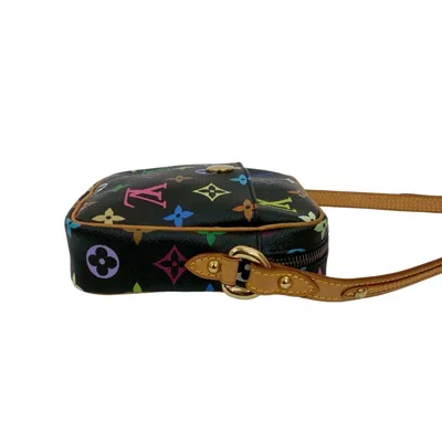 Pre-owned Louis Vuitton Black Brown Multi-color Leather Pvc Pochette Shoulder Bag ()