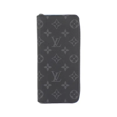 Pre-owned Louis Vuitton Black Coated Canvas Long Wallet (bi-fold) ()