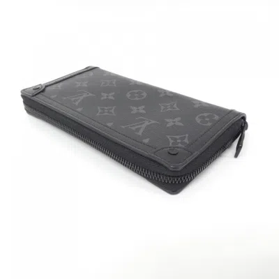 Pre-owned Louis Vuitton Black Coated Canvas Long Wallet (bi-fold) ()