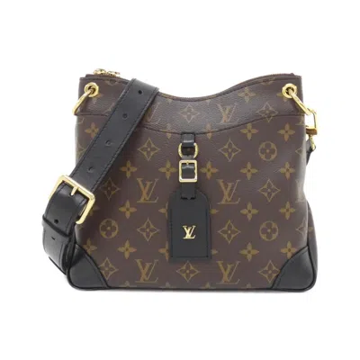 Pre-owned Louis Vuitton Black Dark Brown Marron Coated Canvas Shoulder Bag ()