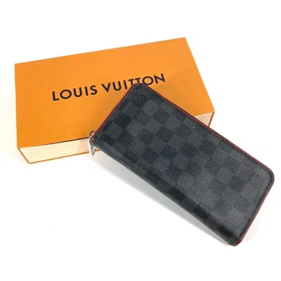 Pre-owned Louis Vuitton Black Galle Red Color Damier Graphite Long Wallet (bi-fold) ()