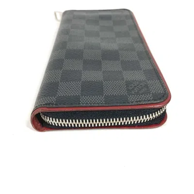Pre-owned Louis Vuitton Black Galle Red Color Damier Graphite Long Wallet (bi-fold) ()