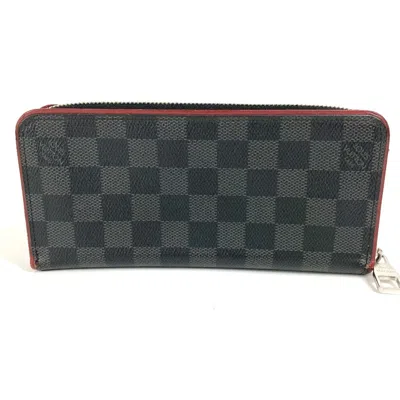 Pre-owned Louis Vuitton Black Galle Red Color Damier Graphite Long Wallet (bi-fold) ()