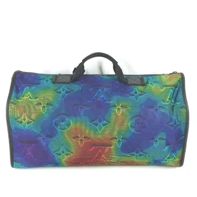 Pre-owned Louis Vuitton Black Gray Multi-color Leather Nylon Boston Bag Shoulder Bag ()