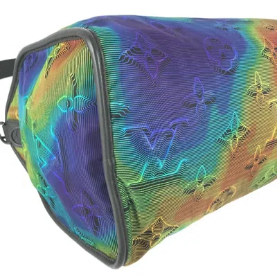 Pre-owned Louis Vuitton Black Gray Multi-color Leather Nylon Boston Bag Shoulder Bag ()