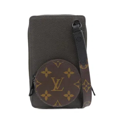 Pre-owned Louis Vuitton Black Khaki Marron Coated Canvas Leather Shoulder Bag ()