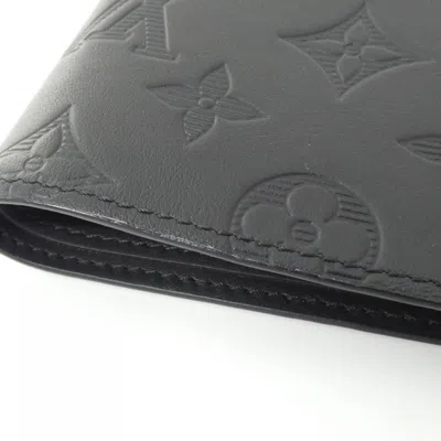 Pre-owned Louis Vuitton Black Leather Long Bill Wallet (bi-fold) ()