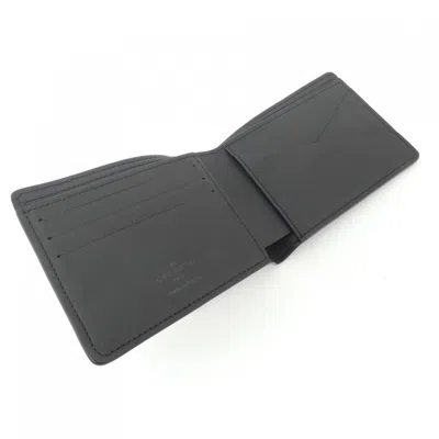 Pre-owned Louis Vuitton Black Leather Long Bill Wallet (bi-fold) ()
