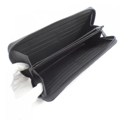 Pre-owned Louis Vuitton Black Leather Long Bill Wallet (tri-fold) ()