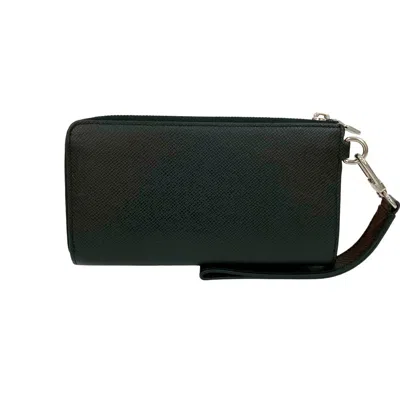 Pre-owned Louis Vuitton Black Leather Long Wallet (bi-fold) ()