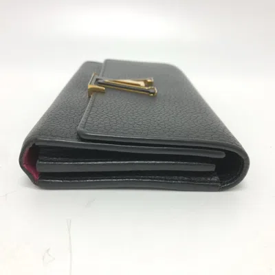 Pre-owned Louis Vuitton Black Leather Long Wallet (bi-fold) ()