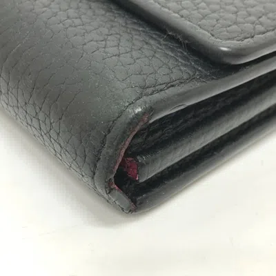 Pre-owned Louis Vuitton Black Leather Long Wallet (bi-fold) ()