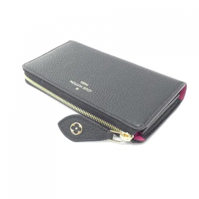 Pre-owned Louis Vuitton Black Leather Long Wallet (bi-fold) ()