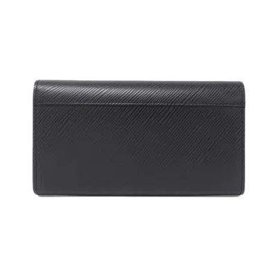 Pre-owned Louis Vuitton Black Leather Long Wallet (bi-fold) ()