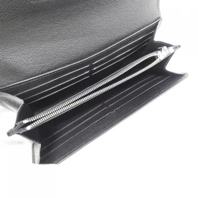Pre-owned Louis Vuitton Black Leather Long Wallet (bi-fold) ()